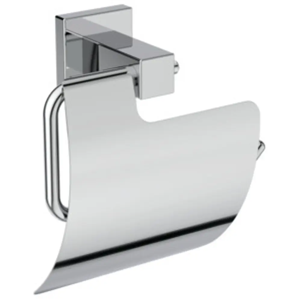 Papierrollenhalter aus verchromtem Metall, montiert an einer Wand, von Ideal Standard. Das Design bietet eine einfache und funktionale Halterung für Toilettenpapierrollen.